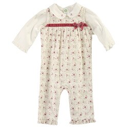 Little Me Girl's Newborn Printed Overalls Set