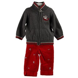 Little Me Infant Boy's Sledding Bear Sweater Outfit