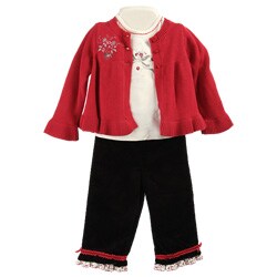 Little Me Infant Girl's 3-piece Ribbon Pant Set
