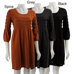 Spense Women's Ribbed Smocked Knit Dress