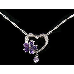 Sterling Silver Cubic Zirconia Heart Necklace (China)