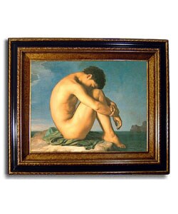 Seated Male Nude by Flandrin Framed Canvas Art