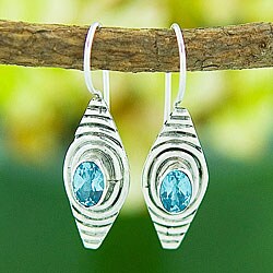 Sterling Silver/ Blue Topaz Earrings (Indonesia)