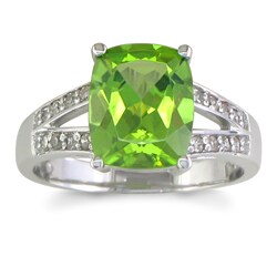 14k White Gold Peridot and 1/6ct TDW Diamond Ring ( H/I, I1/I2)