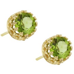 14k Yellow Gold Peridot Stud Earrings