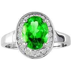 14k White Gold Peridot and 1/6ct TDW Diamond Ring (H-I, I1-I2)