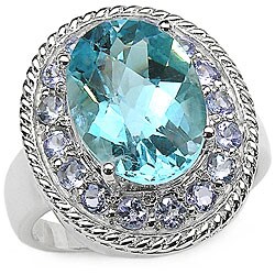 Sterling Silver Blue Topaz and Tanzanite Ring