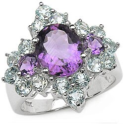 Sterling Silver Amethyst and Blue Topaz Ring