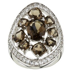 Sterling Silver Smokey and White Topaz Ring