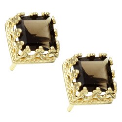 10k Yellow Gold Smokey Quartz Stud Earrings