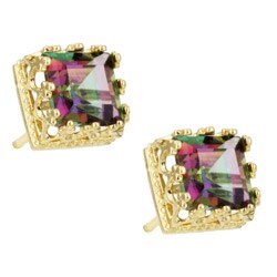 10k Yellow Gold Mystic Fire Topaz Stud Earrings