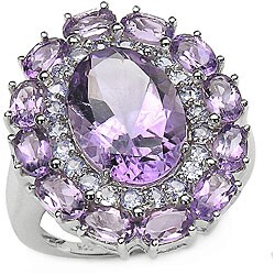 Sterling Silver Amethyst and Tanzanite Ring