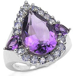 Sterling Silver Amethyst and Tanzanite Ring