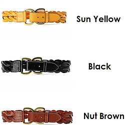 Linea Pelle Women's Double-D Ring Split Braid Belt