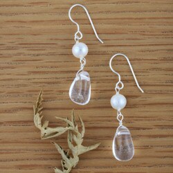 Sterling Silver Crystal Quartz Jungle Dew Earrings (USA)