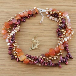 Carnelian, Pearl Caramel Fantasy Necklace (USA)