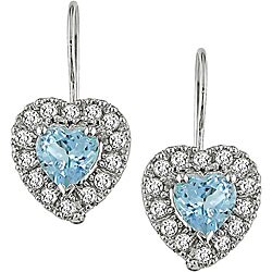 10k Gold 1/3ct TDW Diamond Blue Topaz Earrings
