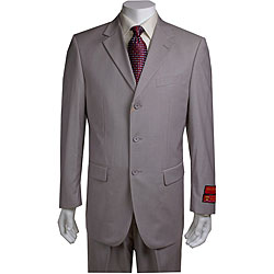Mantoni Men's Grey Shadow Striped Wool Suit