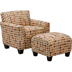 Park Ave Retro Beige Dot Armchair and Ottoman