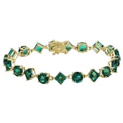 14k Yellow Gold Created Emerald Magnificent Bracelet
