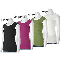 Self Esteem Junior's Button Accent Cap Sleeve Top
