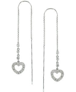 14k White Gold 1/6-ct TW Diamond Threader Earrings