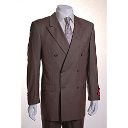 Mantoni Men's Taupe Double-breasted Wool Suit