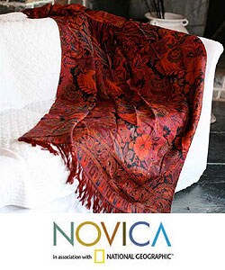 'Floral Splendor' Wool Throw (India)