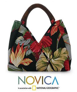 Cotton 'Lotus Rose' Handbag (Thailand)