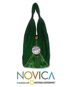 Cotton 'Green Fantasy' Shoulder Bag (Thailand)