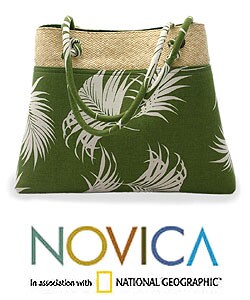 Cotton and Rattan 'Verdant Desire' Handbag (Thailand)