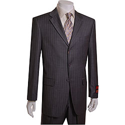 Mantoni Men's Grey Lavender Stripe Wool Suit