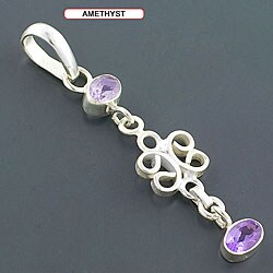 Sterling Silver Gemstone Drop Pendant (India)