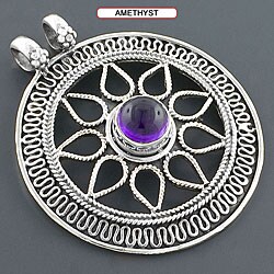 Sterling Silver Gemstone Pendant (India)