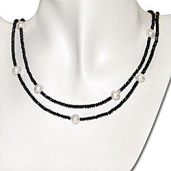 FW Pearl and Black Spinel Bead Endless Necklace