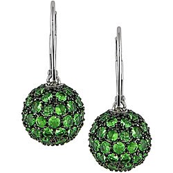 14k White Gold Tsavorite Leverback Dangle Earrings