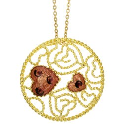 18k Gold over Silver Enameled Medallion Necklace