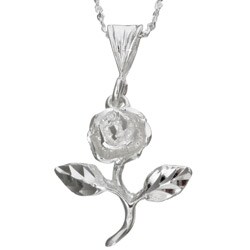Sterling Silver 20-inch Diamond-cut Rose Necklace