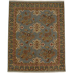 Hand-knotted Sangli Slate Blue Wool Rug (6' x 9')
