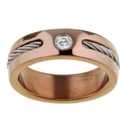 Chocolate Stainless Steel and Cubic Zirconia Ring