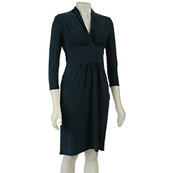 Evan Picone Women's Banded Waist V-neck Dress