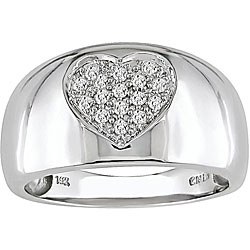 14k White Gold 1/6ct TDW Diamond Heart Ring