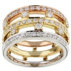 14k Tri-tone Gold 1ct TDW Diamond Fashion Ring (H-I, I2-I3)