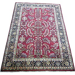 Indo Sarouk Red/Black Rug 6 x 9 (India)