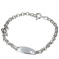 Sterling Silver 6-inch Dolphin Tween ID Bracelet