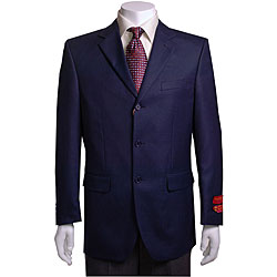 Mantoni Men's Navy 3-button Waffle-weave Blazer
