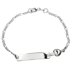 Sterling Silver 7-inch Teen Heart ID Bracelet