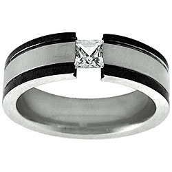 Stainless Steel Tension-set Cubic Zirconia Ring
