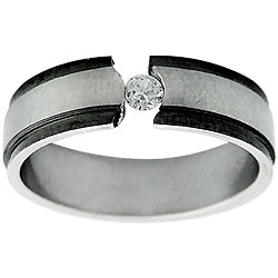 Stainless Steel Tension-set Cubic Zirconia Ring