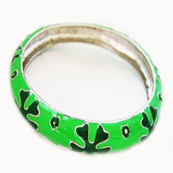 Enamel Two-tone Green Snowflake Bracelet